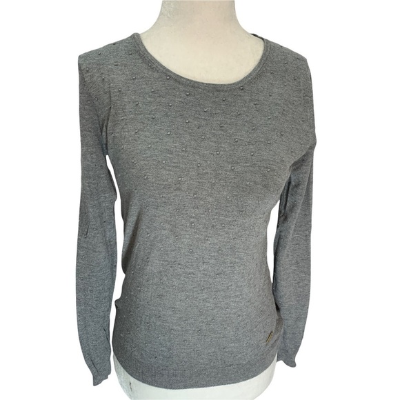 𝅺mango🖤grey Long Sleeve Sweater Lightweight Textured Size XXS - Picture 1 of 9